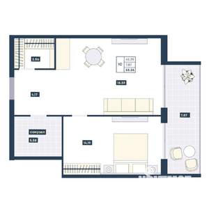 2-к квартира, вторичка, 68м2, 7/9 этаж