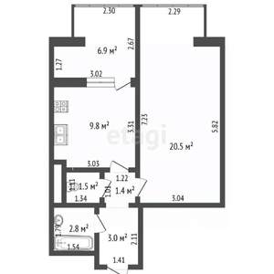 1-к квартира, вторичка, 39м2, 13/16 этаж