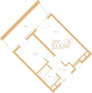 2-к квартира, вторичка, 61м2, 3/9 этаж