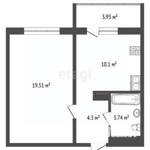 1-к квартира, вторичка, 39м2, 13/17 этаж