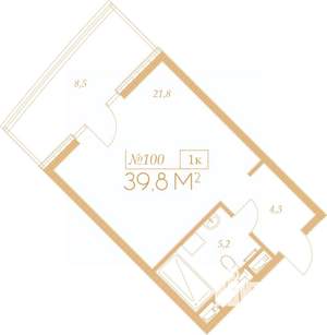 1-к квартира, вторичка, 40м2, 8/9 этаж