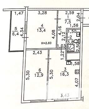2-к квартира, вторичка, 60м2, 4/22 этаж
