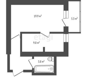 1-к квартира, вторичка, 40м2, 2/6 этаж