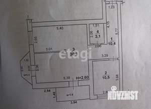 2-к квартира, вторичка, 58м2, 6/6 этаж