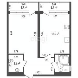 1-к квартира, вторичка, 54м2, 16/20 этаж
