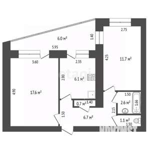 2-к квартира, вторичка, 53м2, 9/9 этаж