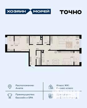 3-к квартира, вторичка, 81м2, 2/8 этаж