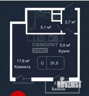 Студия квартира, вторичка, 30м2, 3/7 этаж