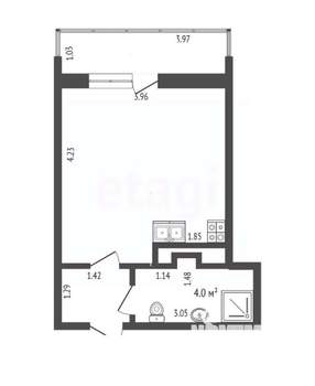 Студия квартира, вторичка, 26м2, 12/20 этаж