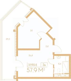 2-к квартира, вторичка, 71м2, 7/9 этаж
