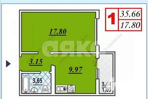 1-к квартира, вторичка, 38м2, 7/16 этаж