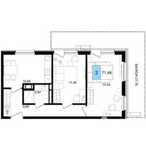 2-к квартира, строящийся дом, 71м2, 7/8 этаж