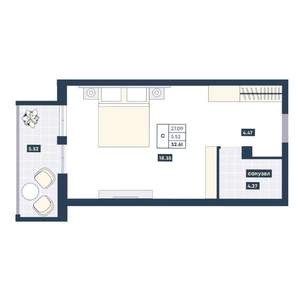 Студия квартира, вторичка, 33м2, 3/9 этаж