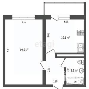 1-к квартира, вторичка, 36м2, 9/17 этаж