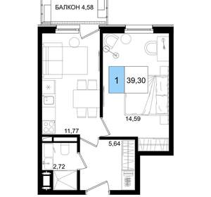 1-к квартира, вторичка, 39м2, 4/8 этаж