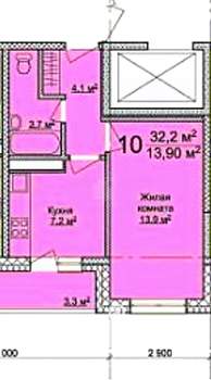 1-к квартира, вторичка, 32м2, 2/9 этаж