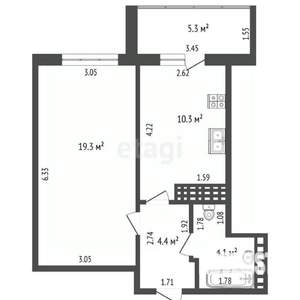 1-к квартира, вторичка, 43м2, 4/9 этаж