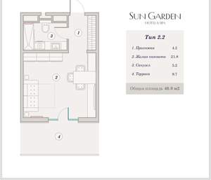 1-к квартира, вторичка, 55м2, 5/9 этаж