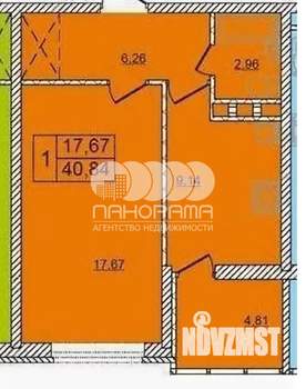1-к квартира, вторичка, 41м2, 3/16 этаж