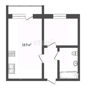 1-к квартира, вторичка, 41м2, 7/17 этаж