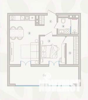 1-к квартира, вторичка, 61м2, 5/5 этаж
