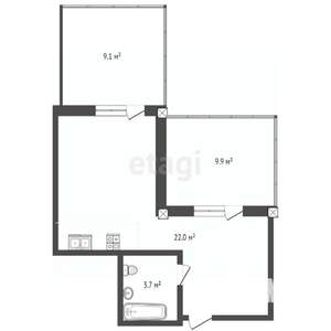 Студия квартира, вторичка, 45м2, 1/12 этаж