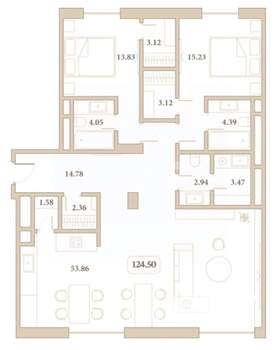2-к квартира, вторичка, 125м2, 7/7 этаж