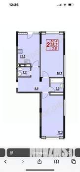 2-к квартира, вторичка, 63м2, 10/13 этаж