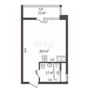 Студия квартира, вторичка, 27м2, 17/20 этаж