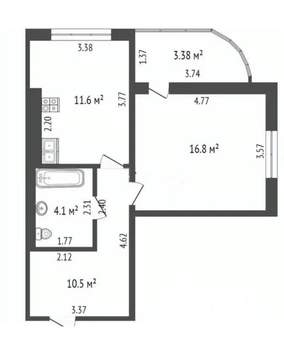 1-к квартира, вторичка, 46м2, 9/9 этаж
