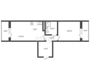 1-к квартира, вторичка, 48м2, 3/16 этаж
