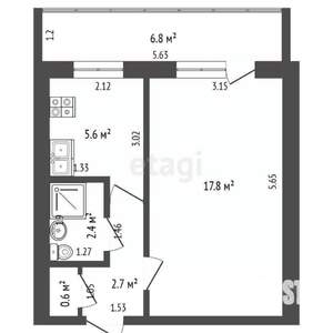 1-к квартира, вторичка, 39м2, 4/9 этаж