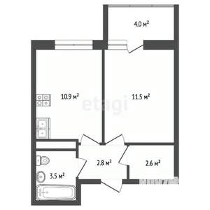 1-к квартира, вторичка, 36м2, 4/9 этаж
