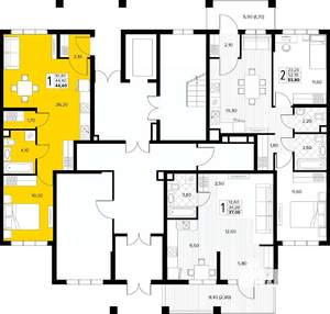 1-к квартира, вторичка, 44м2, 1/8 этаж