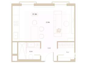Студия квартира, вторичка, 37м2, 6/7 этаж
