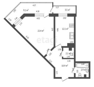 1-к квартира, вторичка, 63м2, 12/16 этаж
