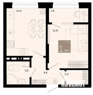 1-к квартира, вторичка, 36м2, 5/8 этаж