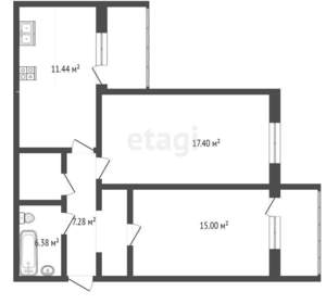 2-к квартира, вторичка, 63м2, 15/18 этаж