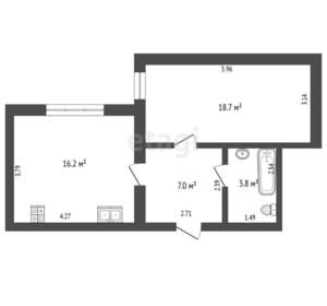 1-к квартира, вторичка, 46м2, 1/4 этаж