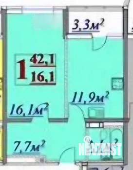 1-к квартира, вторичка, 42м2, 4/13 этаж