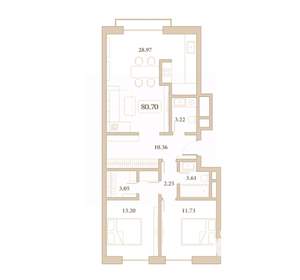 2-к квартира, вторичка, 81м2, 3/7 этаж