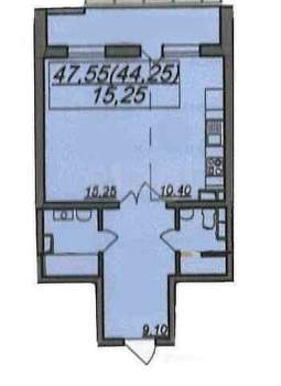 Студия квартира, вторичка, 48м2, 8/16 этаж