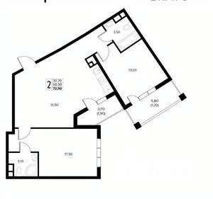 2-к квартира, вторичка, 73м2, 4/8 этаж