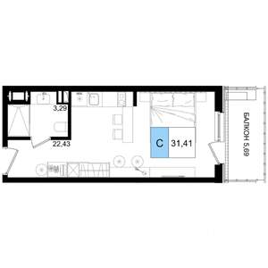 Студия квартира, вторичка, 31м2, 2/9 этаж