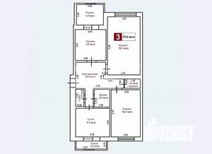 3-к квартира, вторичка, 73м2, 5/6 этаж