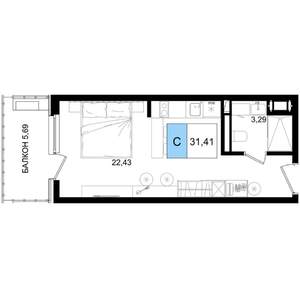 Студия квартира, вторичка, 31м2, 8/9 этаж
