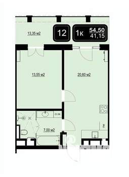 1-к квартира, вторичка, 55м2, 1/9 этаж