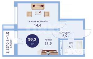 1-к квартира, вторичка, 40м2, 2/16 этаж
