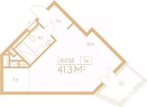 1-к квартира, вторичка, 41м2, 5/9 этаж