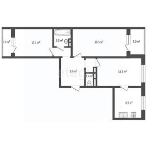 3-к квартира, вторичка, 75м2, 2/9 этаж